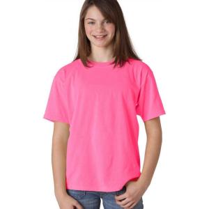 imageChouinard 9018 Youth GarmentDyed RingSpun Cotton Tee Neon Pink PgmDye Large
