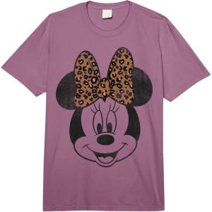 imageDisney Minnie Mouse Distressed Leopard Bow Portrait Comfort Colors Adult Heavyweight TshirtPlum