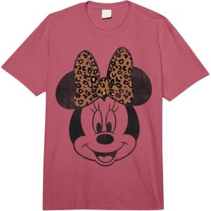 imageDisney Minnie Mouse Distressed Leopard Bow Portrait Comfort Colors Adult Heavyweight TshirtRaspberry Red