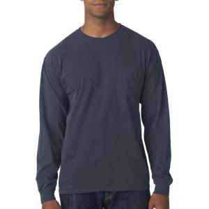 imageMens 4410 Heavyweight Long Sleeve Pocket TShirtLarge blue Jean