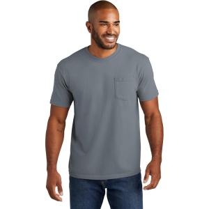 imageCOMFORT COLORS Heavyweight Ring Spun Pocket Tee  Royal CaribeGranite