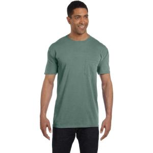 imageCOMFORT COLORS Heavyweight Ring Spun Pocket Tee  Royal CaribeLight Green