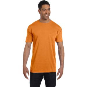 imageCOMFORT COLORS Heavyweight Ring Spun Pocket Tee  Royal CaribeNeon Red Orange