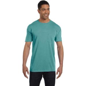 imageCOMFORT COLORS Heavyweight Ring Spun Pocket Tee  Royal CaribeSeafoam